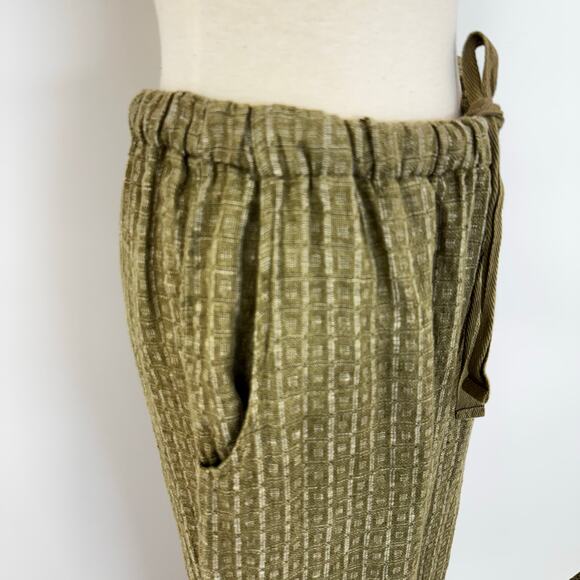 FLAX Linen Matching Set Wrap Top and Pants Olive Green M - Picture 9 of 13